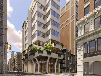 NYC Street with Modern Commercial Building  3D City Scene 3D model