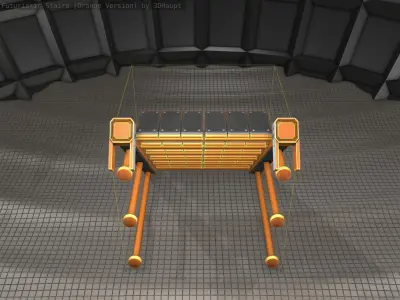 Sci-Fi Stairs - 13 - Orange Version Low-poly 3D model