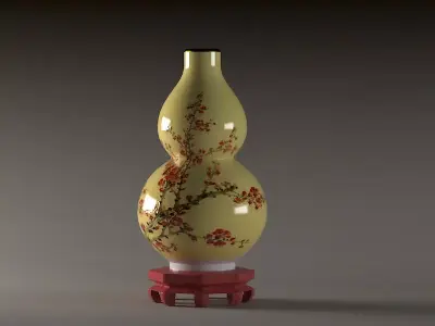 Gourd vase porcelain glaze vase ancient blue and white 3D model