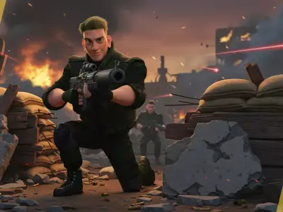 Character in military uniform artistic realism Low-poly 3D model