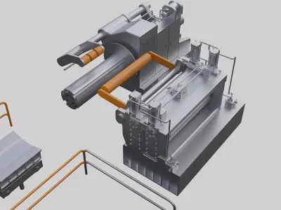 Unwinding machine with straightening equipment 3D model