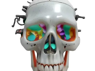 Cybernetic SciFi Skull Concept Low-poly 3D model
