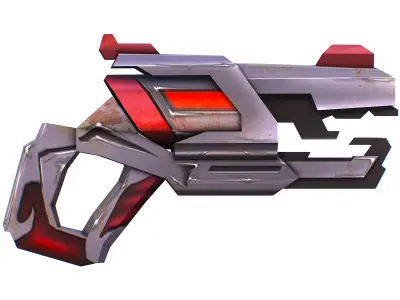 Cartoon Gun Blaster Barrel Nagan Nuff Pistol Revolver Cannon Low-poly 3D model get