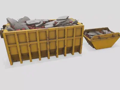 Construction Skip Containers With Debris Low-poly PBR Low-poly 3D model