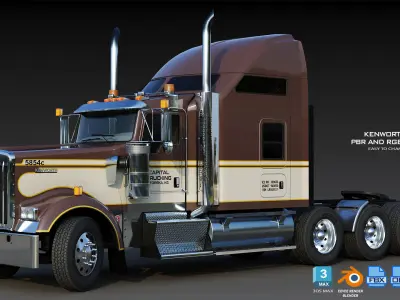 Kenworth W900 Sleeper Low-poly 3D model