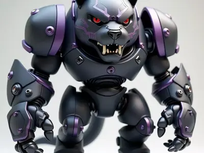 Black Panther Mecha 3D Model Printable Free low-poly 3D model