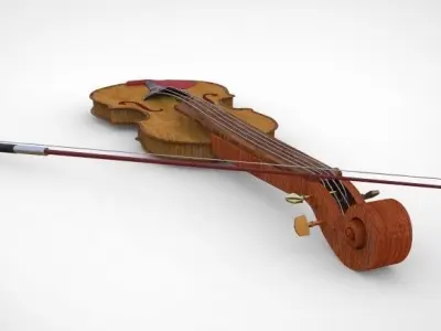 Violin and bow 3D model