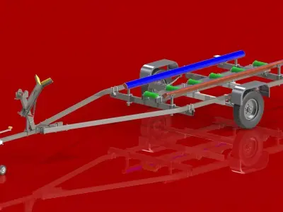 Trailer 1 boat Free 3D model