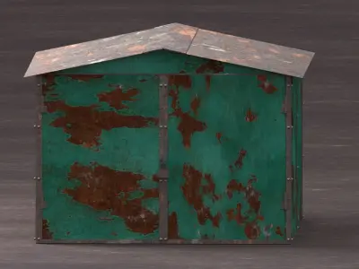 Old rusty metall garage 3D model