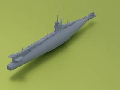 British C-Class submarine Low-poly 3D model