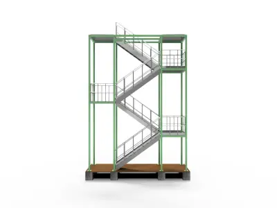 Steel Platform and exit stairs 3D model