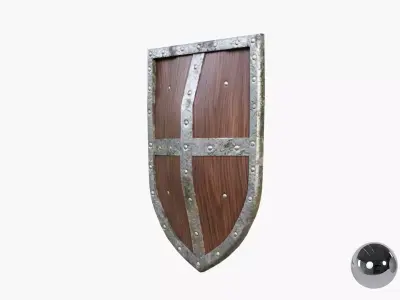 Medival knight wooden shield Low-poly 3D model