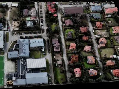 town sector diorama terrain drone scan Low-poly 3D model