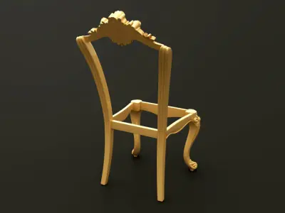 Classic Baroque Style Wooden Chair Base for CNC 3D model 2
