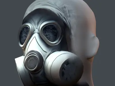 helmet Gas mask  3d model military combat Low-poly Low-poly 3D model