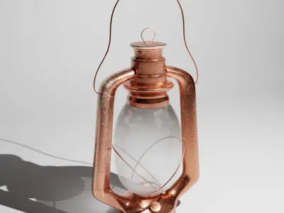 Lantern copper with candle inside 3D model