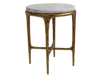 Bronze Legs White Marble Top Side Table 3D model