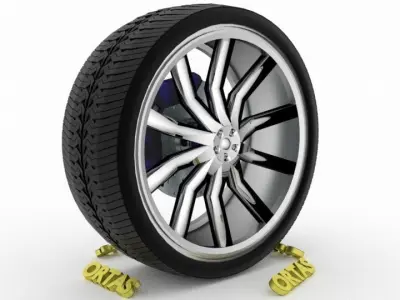 ORTAS CAR WHEEL RIM 135 GAME READY WHEEL RIM TIRE 3D model