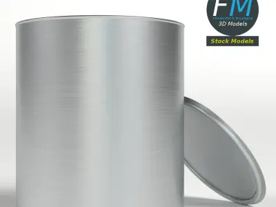 Open paint can and lid 3D model