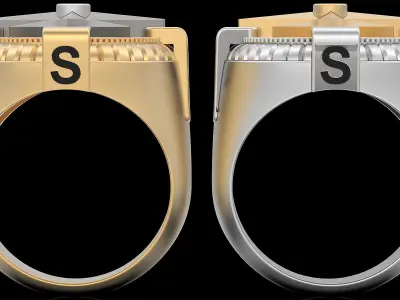 compass ring silver gold printable jewelry 3D model 3D print model