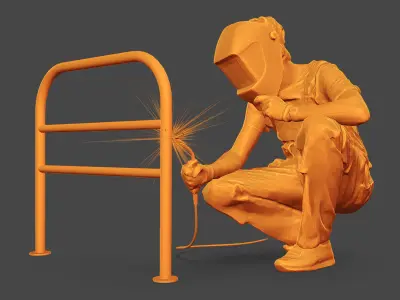 Stylized Welder Character 3D model