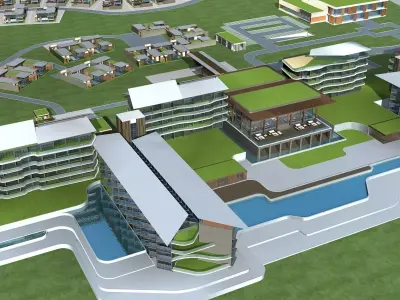 Hotel Building 3D model 4