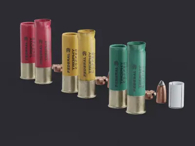 12 Gauge Sabot Slug Ammunition Collection 3D Model Pack