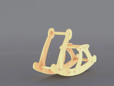kiddy moon wooden Rocker  Low-poly 3D model