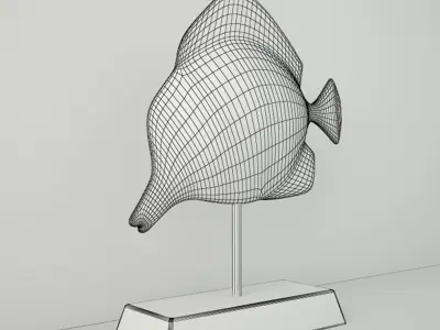Midcentury Brass Fish on Stand 3D model