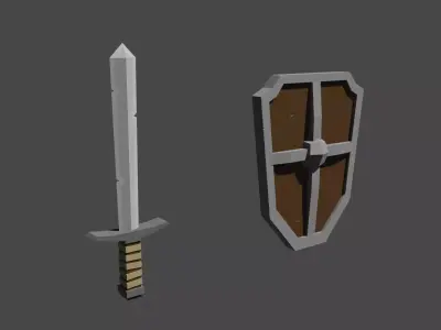Sword and shield Free low-poly 3D model