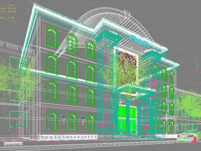Architecture building at night 3D model