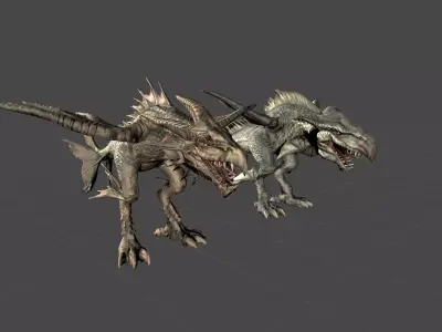 Alien Dinosaur Lizard Mutant Low-poly 3D model