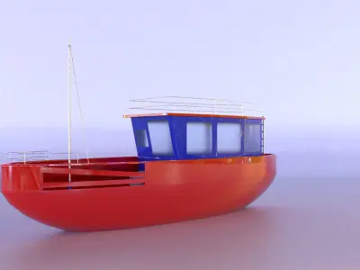 Low Poly Game Ready optimized fishing boat 3d model Low-poly 3D model