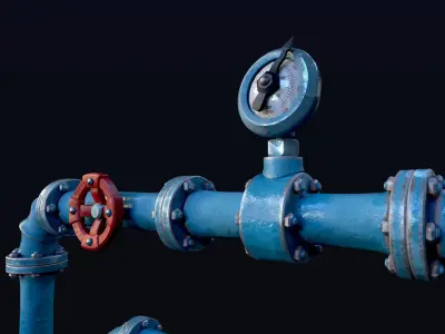 Stylised pipes and kit part pack Low-poly 3D model