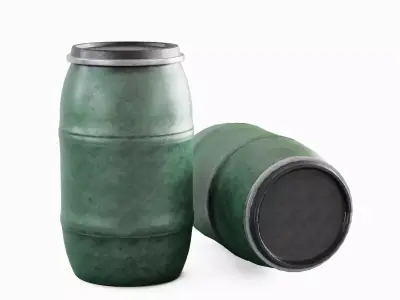 Dirty Plastic Barrel 03 Low-poly 3D model
