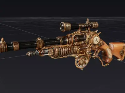 Steampunk gun Low-poly 3D model