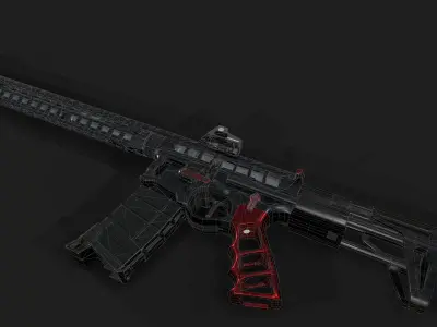 AR 15 Skeletonized Low-poly 3D model