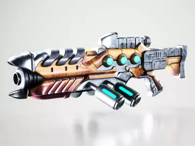 Sci-fi Gun Low-poly 3D model 3