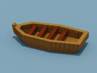 Voxel Boat Low-poly 3D model
