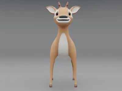3D Deer Cartoon Character 3D model