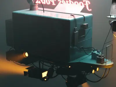 The Retro Style Futuristic Vendor Shop 3D model