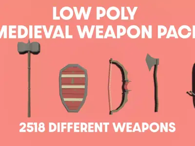 Huge Lowpoly Medieval Weapon Pack Low-poly 3D model