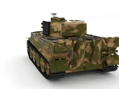 Fully built Panzer Tiger Tank Late 1944 v2 Firing 3D model