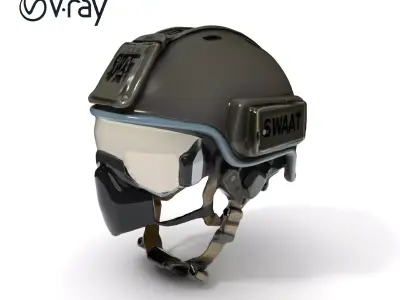 Tactical SWAT Helmet D Model Pack Low-poly 3D model