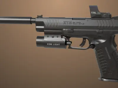 Pistol 06 Black Generic All PBR Unity UE Textures Included Low-poly 3D model