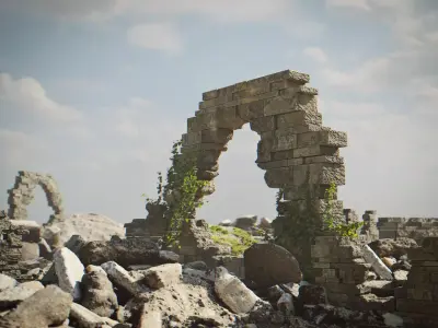 Ruins Scene and Ruins Pack Low-poly 3D model