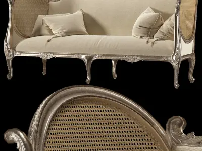 Louis sofa and armchair set 3D model