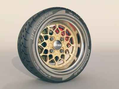 Braid 4RC  wheel set - front and rear 3D model