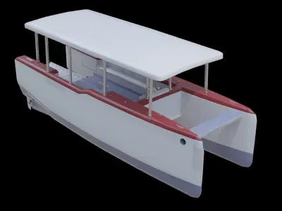Catamaran boat Low-poly 3D model