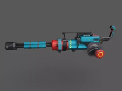 machine gun  with texture Low-poly 3D model